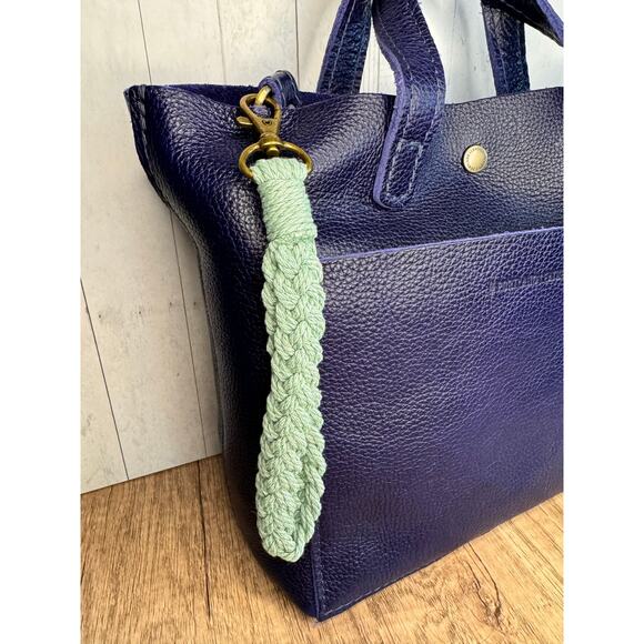 Mint Green Woven Macrame Keychain Boho Purse Charm FAST SHIP NEW - Picture 1 of 6